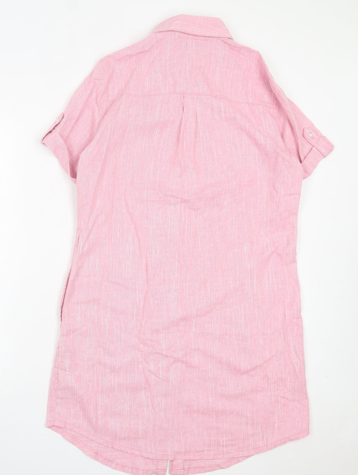 NEXT Womens Pink Linen Shirt Dress Size 10 Collared Button