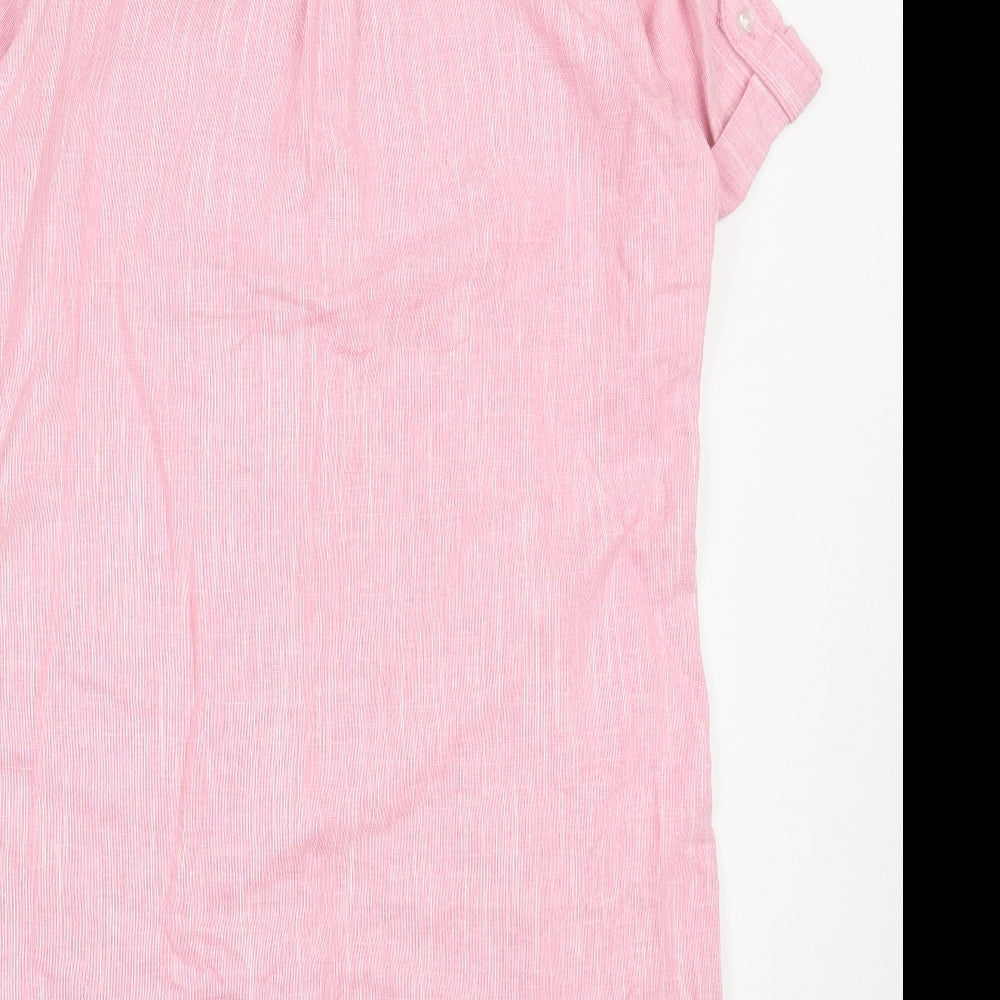 NEXT Womens Pink Linen Shirt Dress Size 10 Collared Button