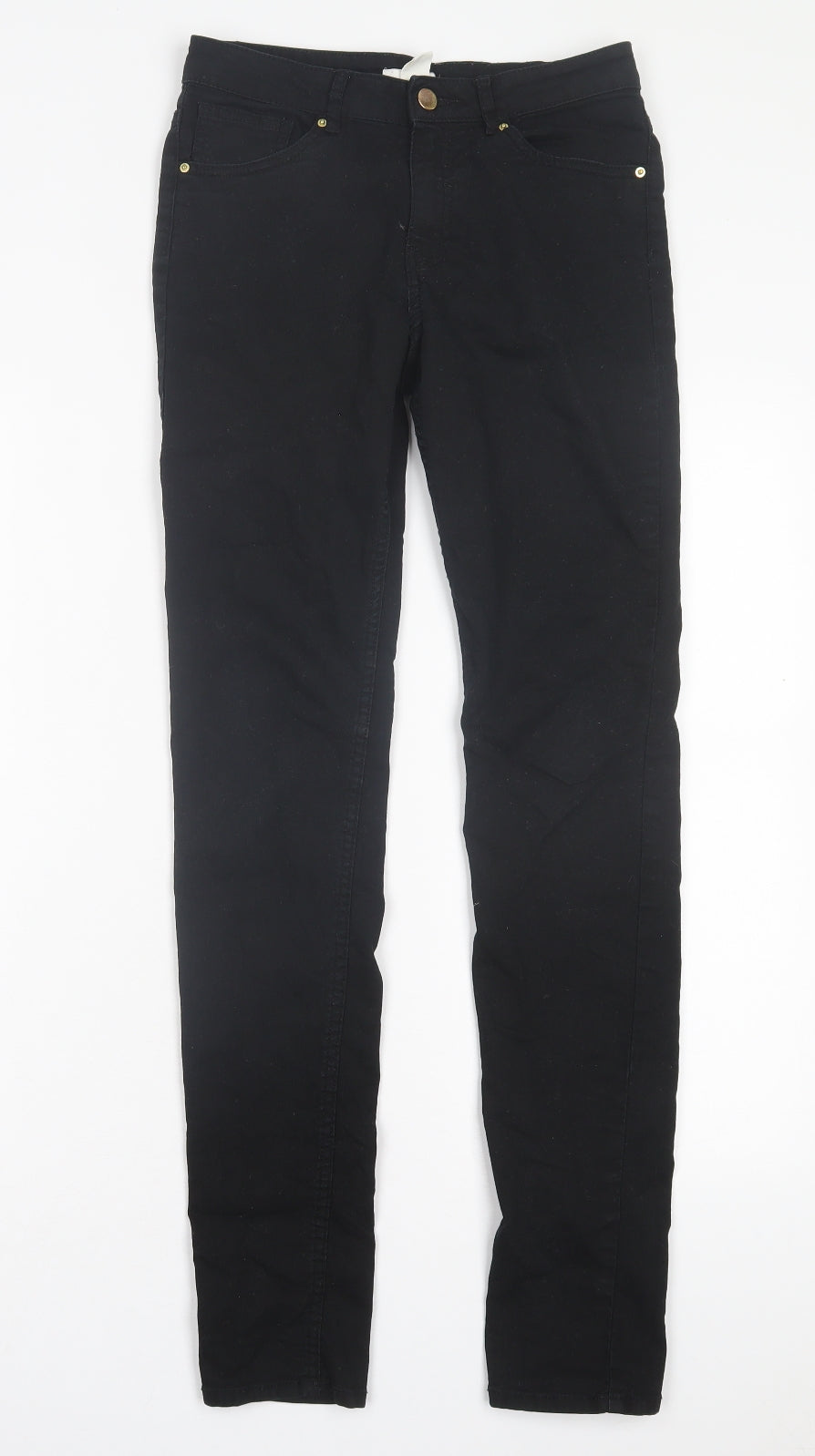 H&M Womens Black Cotton Skinny Jeans Size 8 L29 in Regular Button