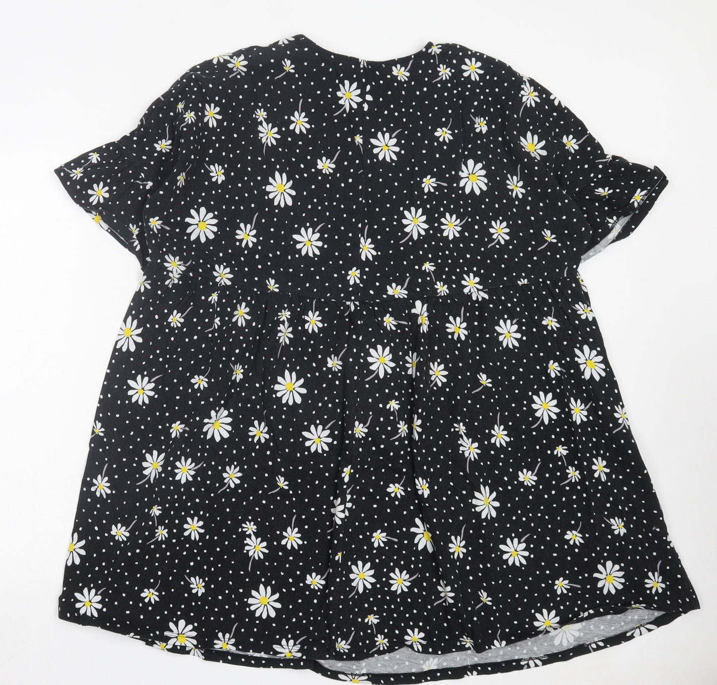 ASOS Womens Black Floral Cotton A-Line Size 8 Crew Neck Pullover