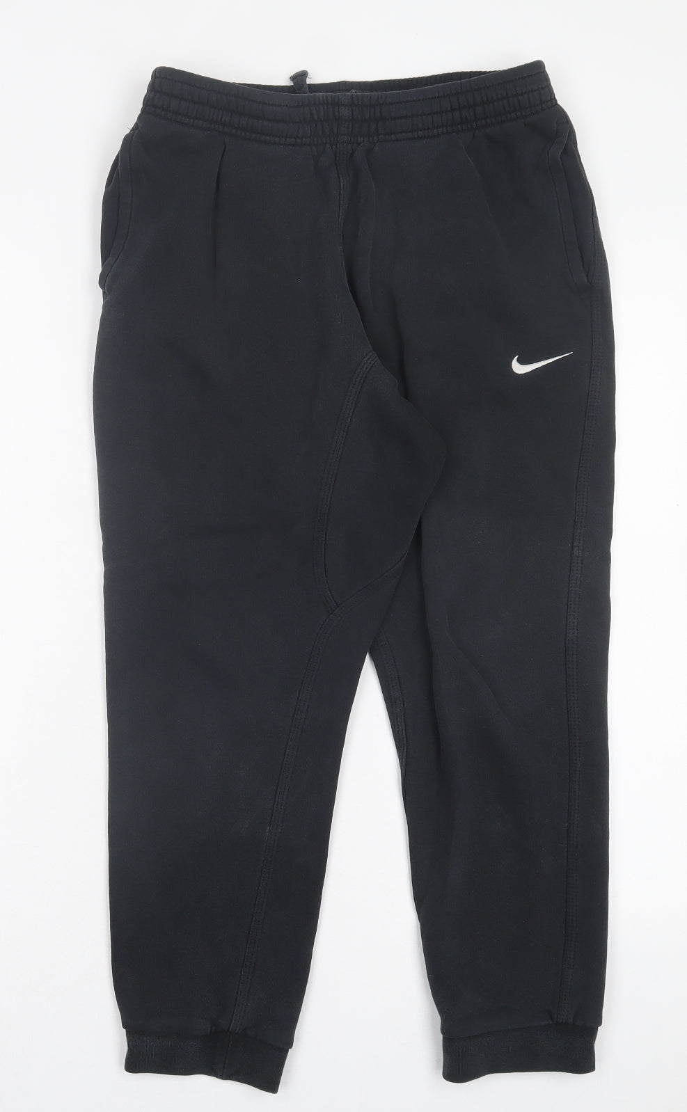 Nike Womens Black Cotton Jogger Trousers Size M L24 in Regular Drawstring