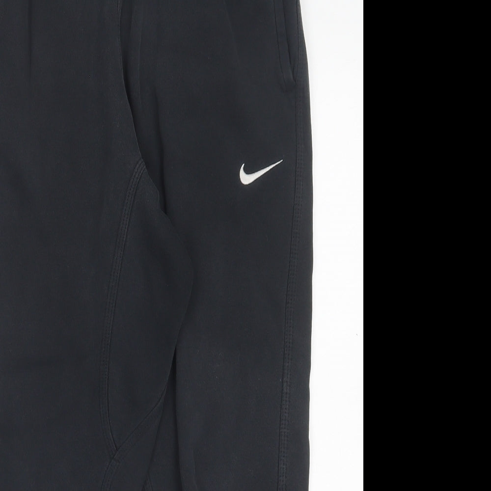 Nike Womens Black Cotton Jogger Trousers Size M L24 in Regular Drawstring