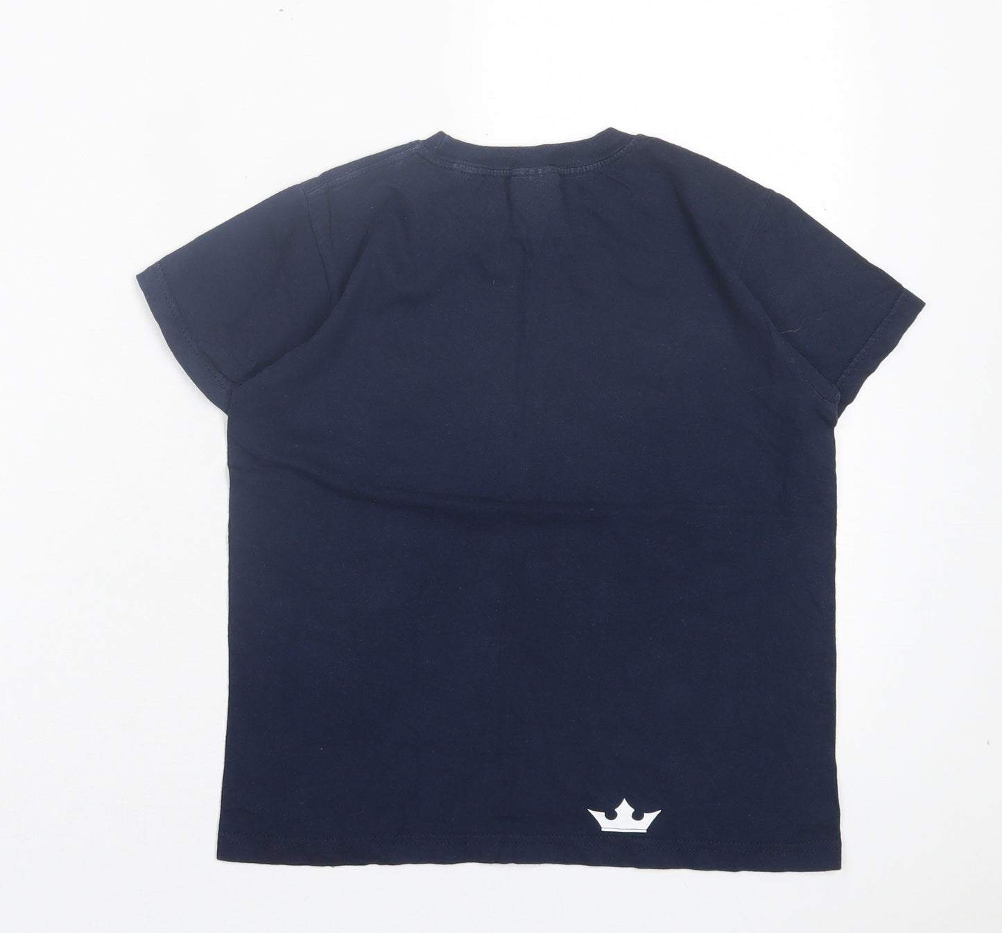 Russell Boys Blue Cotton Basic T-Shirt Size 7-8 Years Crew Neck Pullover