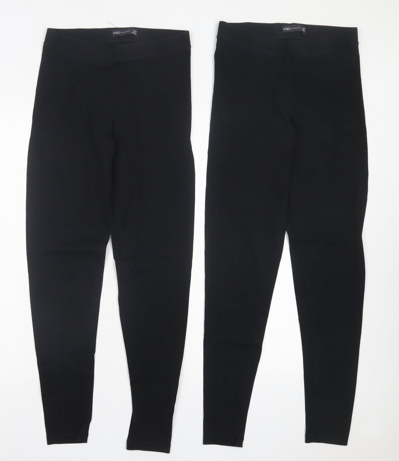 Marks and Spencer Womens Black Cotton Capri Leggings Size 8 L27 in - 2 Pack