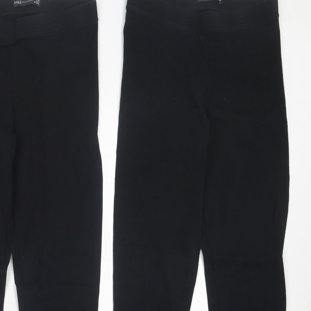 Marks and Spencer Womens Black Cotton Capri Leggings Size 8 L27 in - 2 Pack