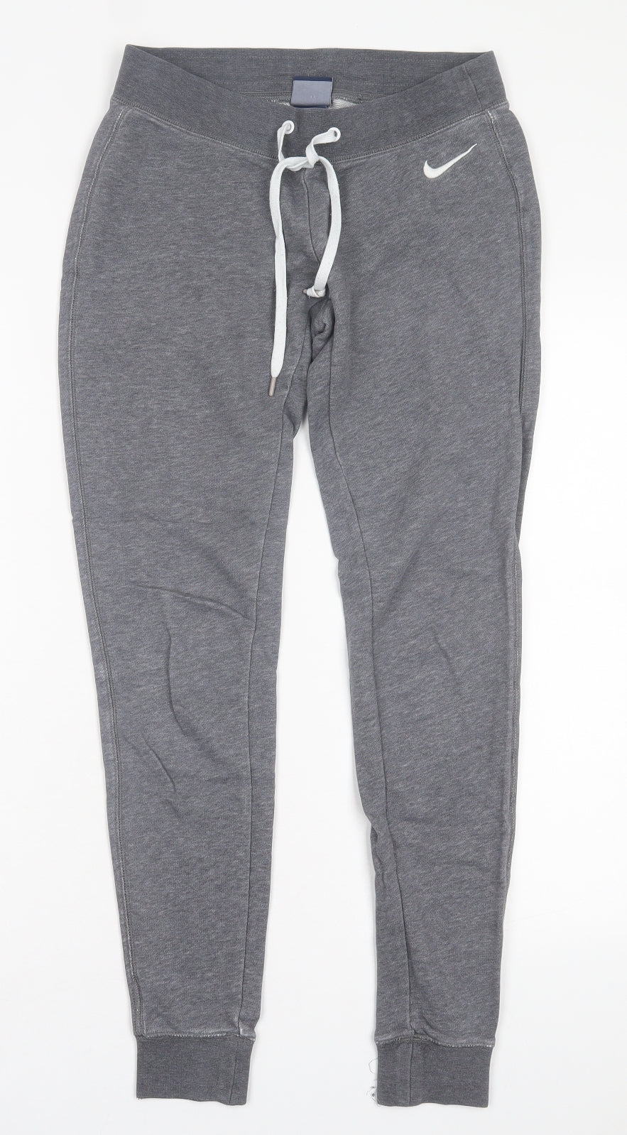 Nike Womens Grey Cotton Jogger Trousers Size S L28 in Regular Drawstring