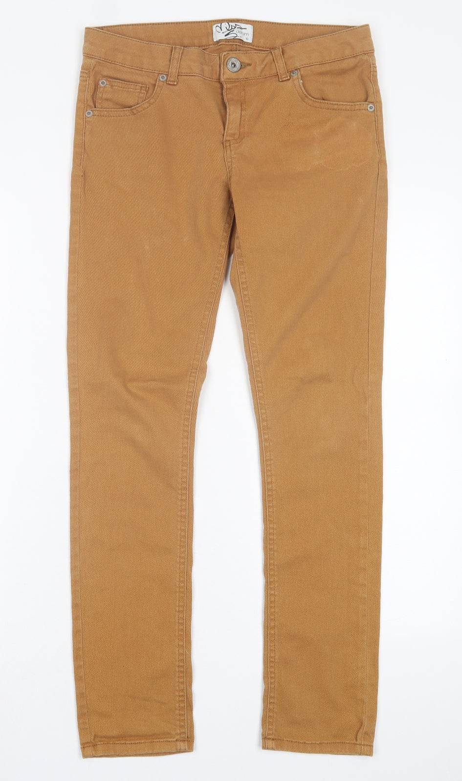 Miss Selfridge Womens Brown Cotton Straight Jeans Size 10 L28 in Regular Button