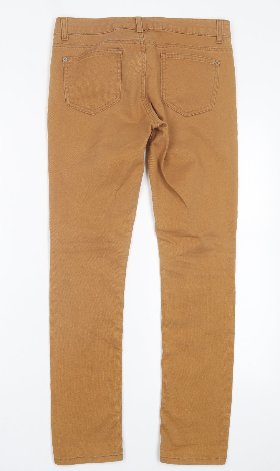 Miss Selfridge Womens Brown Cotton Straight Jeans Size 10 L28 in Regular Button