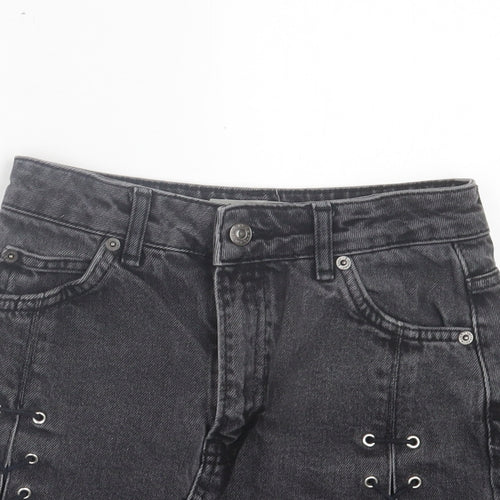 Topshop Womens Grey Cotton A-Line Skirt Size 6 Button