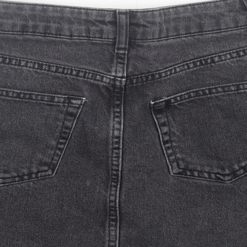 Topshop Womens Grey Cotton A-Line Skirt Size 6 Button