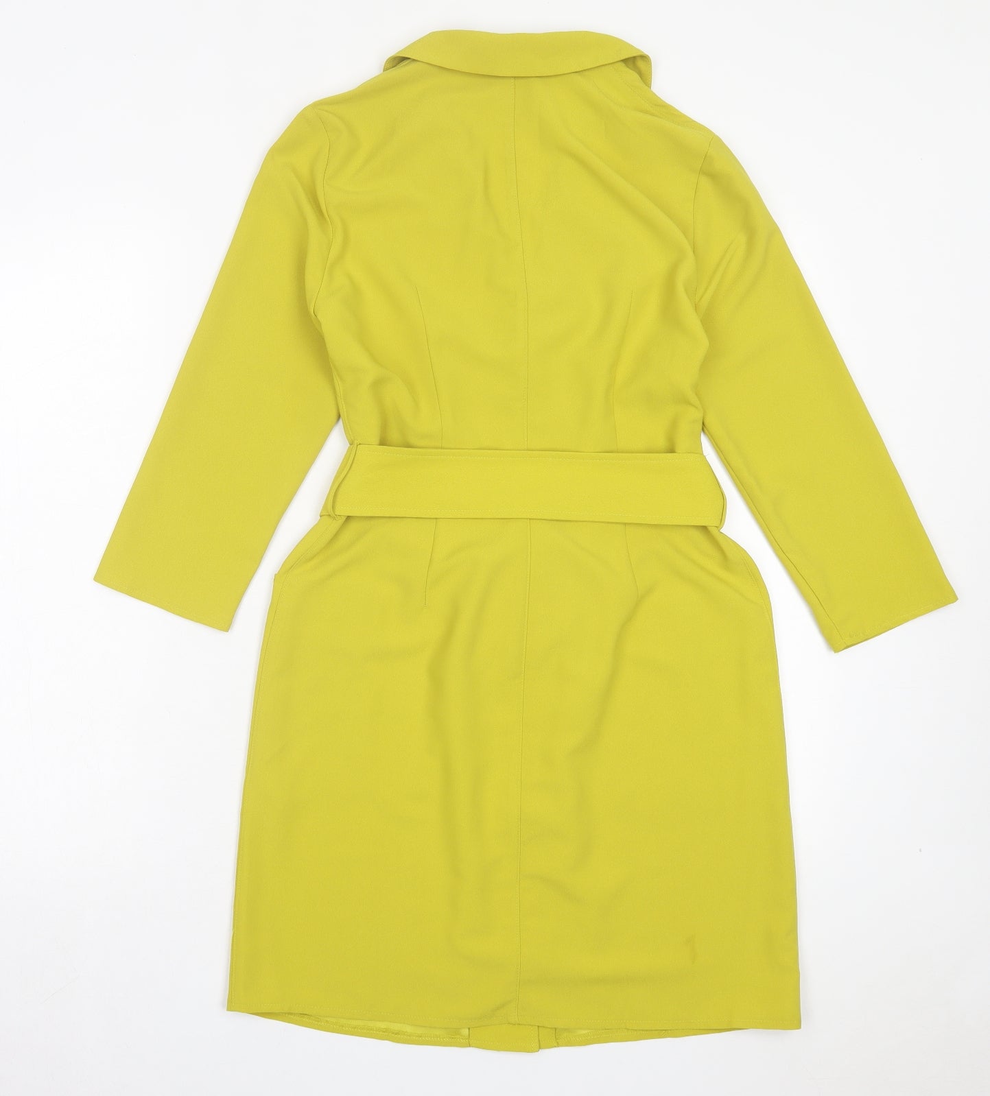 ASOS Womens Yellow Polyester Sheath Size 8 V-Neck Button