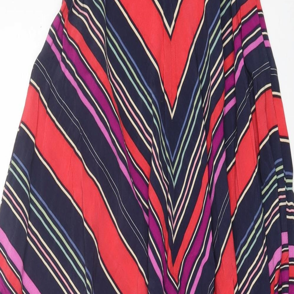 Monsoon Womens Multicoloured Striped Viscose Tank Dress Size S V-Neck Pullover