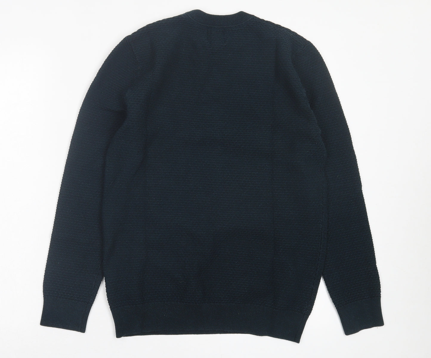 H&M Mens Green Crew Neck Cotton Pullover Jumper Size S