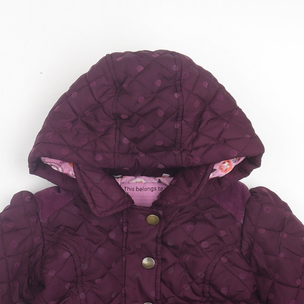 TU Girls Purple Polka Dot Jacket Size 2-3 Years Zip