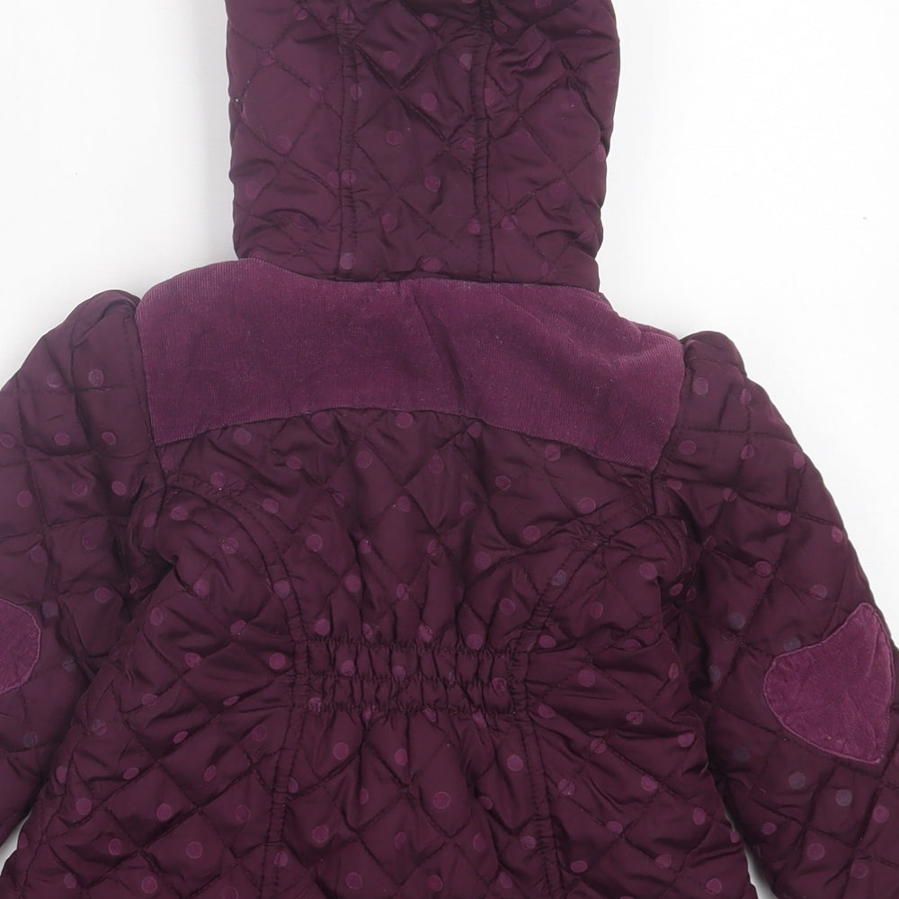TU Girls Purple Polka Dot Jacket Size 2-3 Years Zip