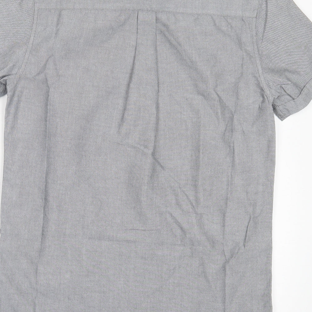Topman Mens Grey Cotton Button-Up Size S Collared Button - Pocket Detail