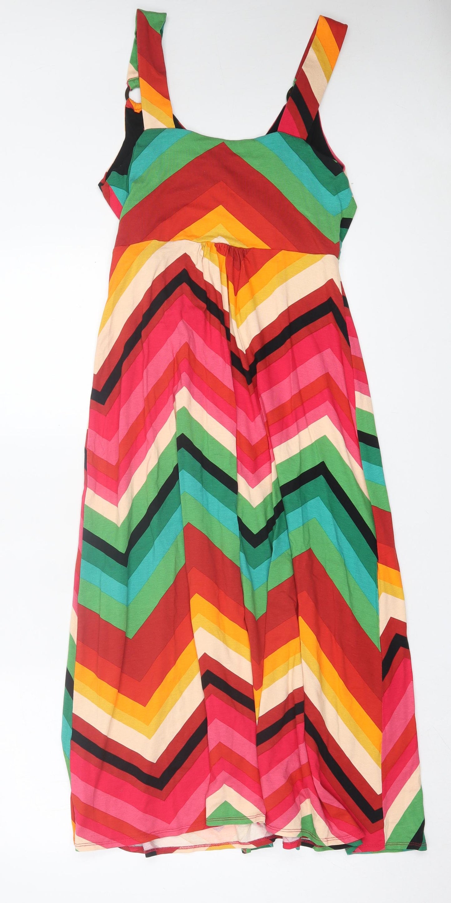 Monsoon Womens Multicoloured Striped Viscose A-Line Size S V-Neck Pullover