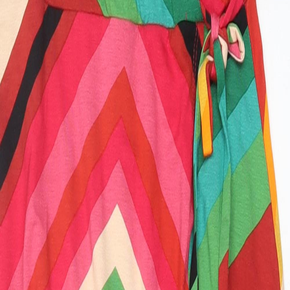 Monsoon Womens Multicoloured Striped Viscose A-Line Size S V-Neck Pullover