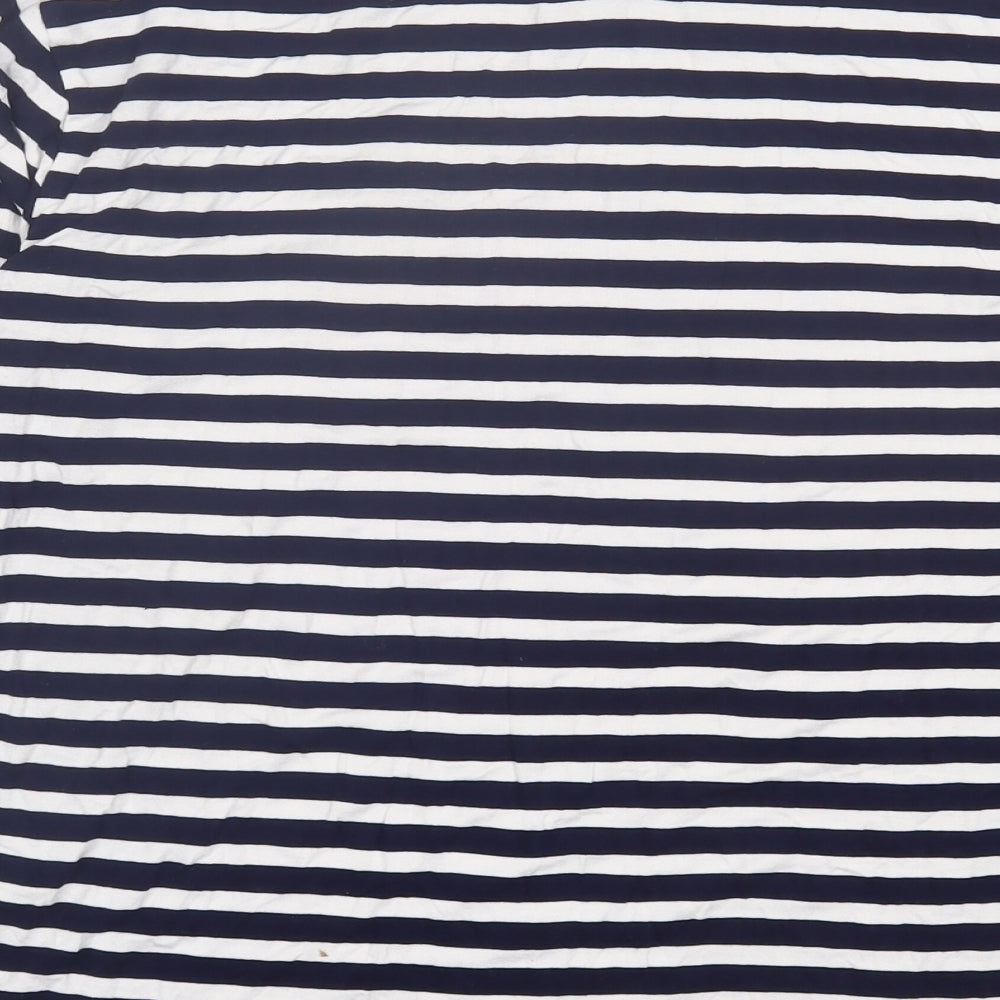 TU Womens Blue Striped Viscose Basic T-Shirt Size 14 Crew Neck
