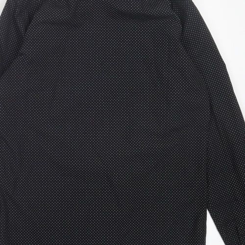 Topman Mens Black Polka Dot Cotton Button-Up Size S Collared Button - Pocket Detail