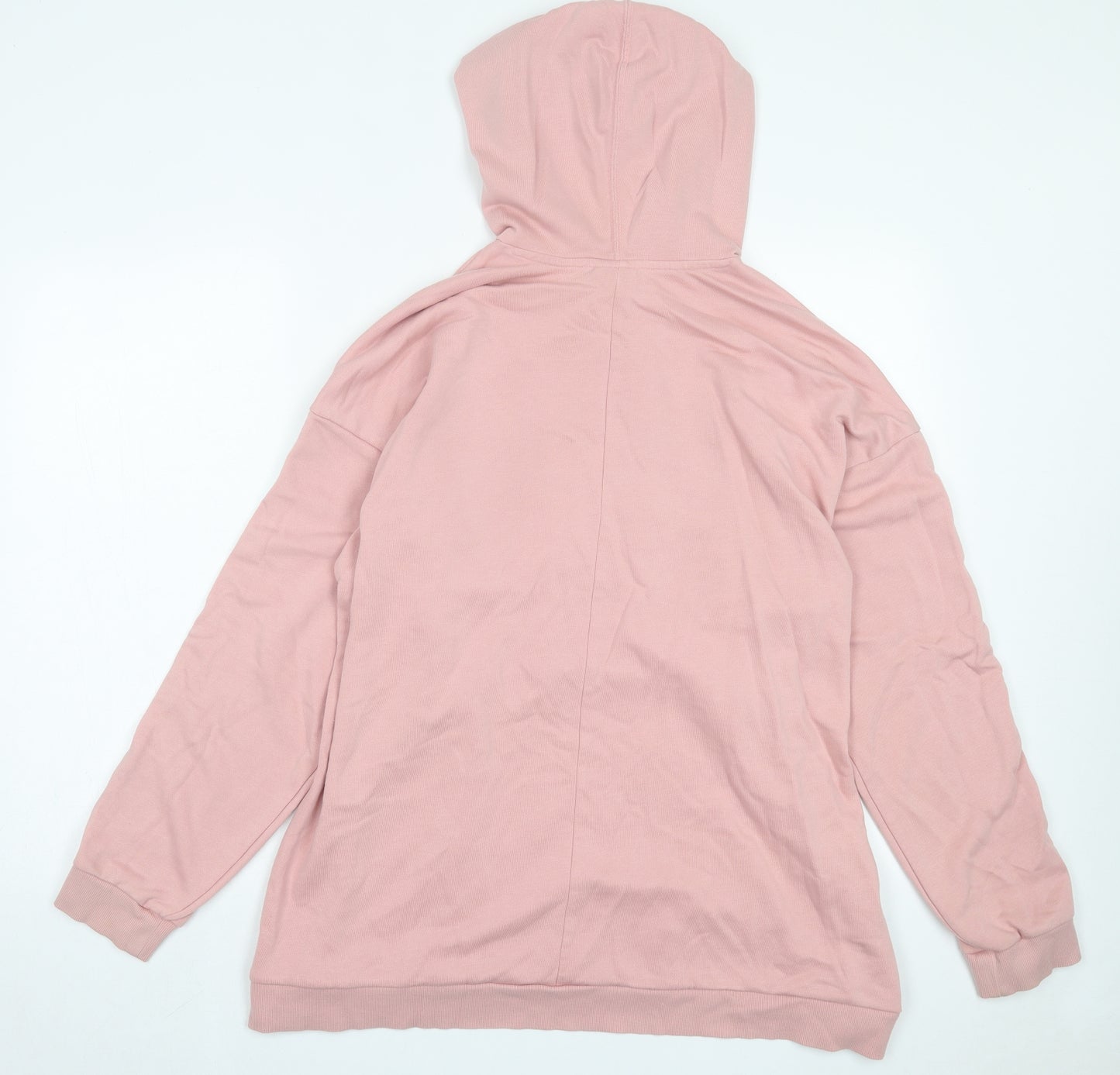adidas Womens Pink Striped Cotton Pullover Hoodie Size L
