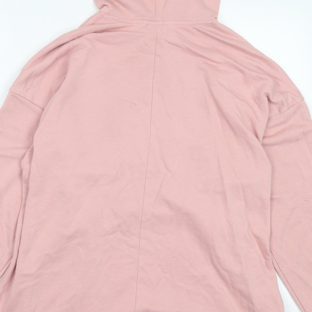 adidas Womens Pink Striped Cotton Pullover Hoodie Size L