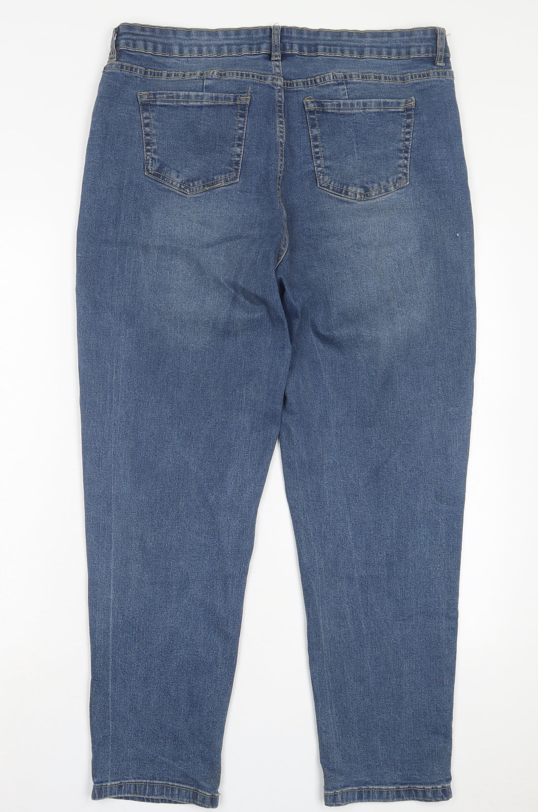 PEP&CO Womens Blue Cotton Straight Jeans Size 16 L27 in Regular Button