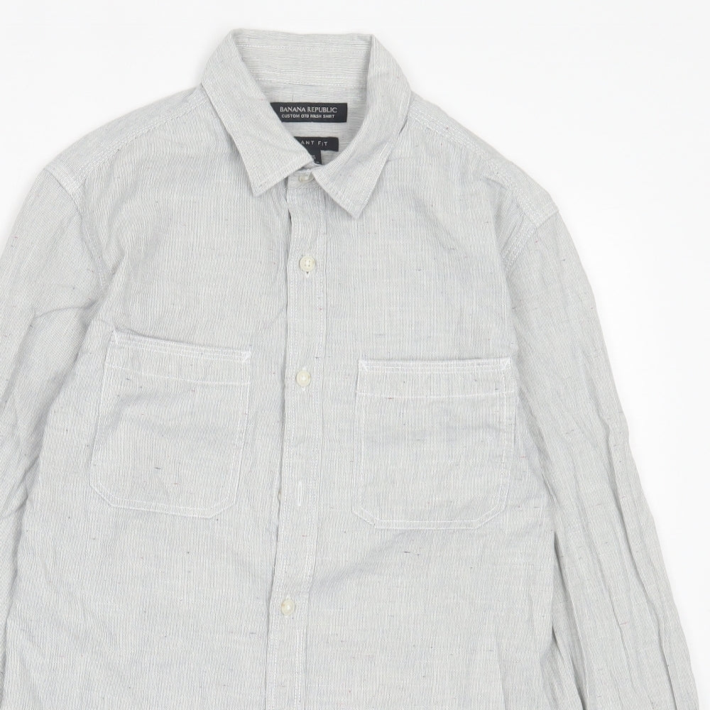 Banana Republic Mens Grey Cotton Button-Up Size XS Collared Button