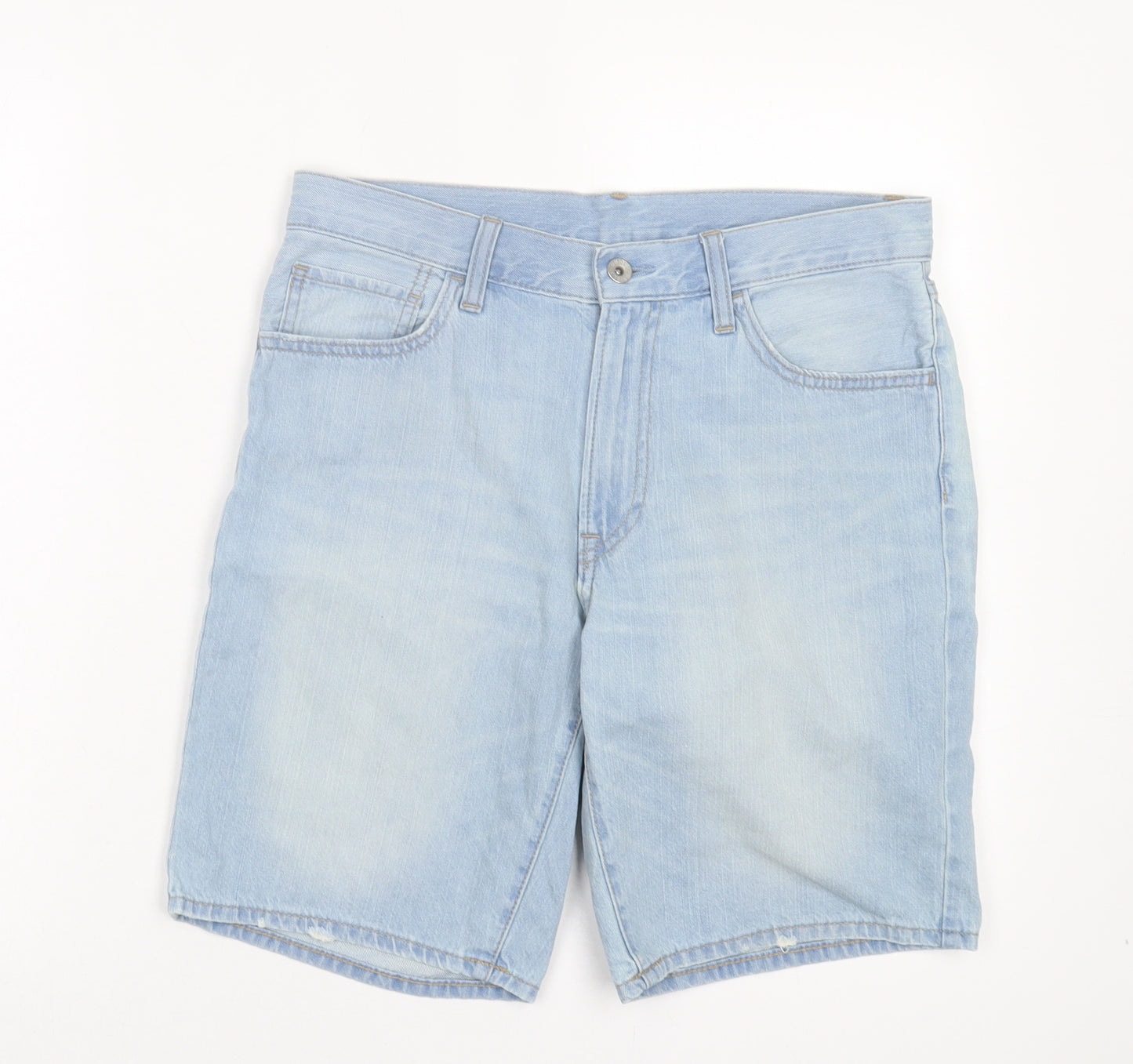 Uniqlo Mens Blue Cotton Bermuda Shorts Size 28 in L8 in Regular Button