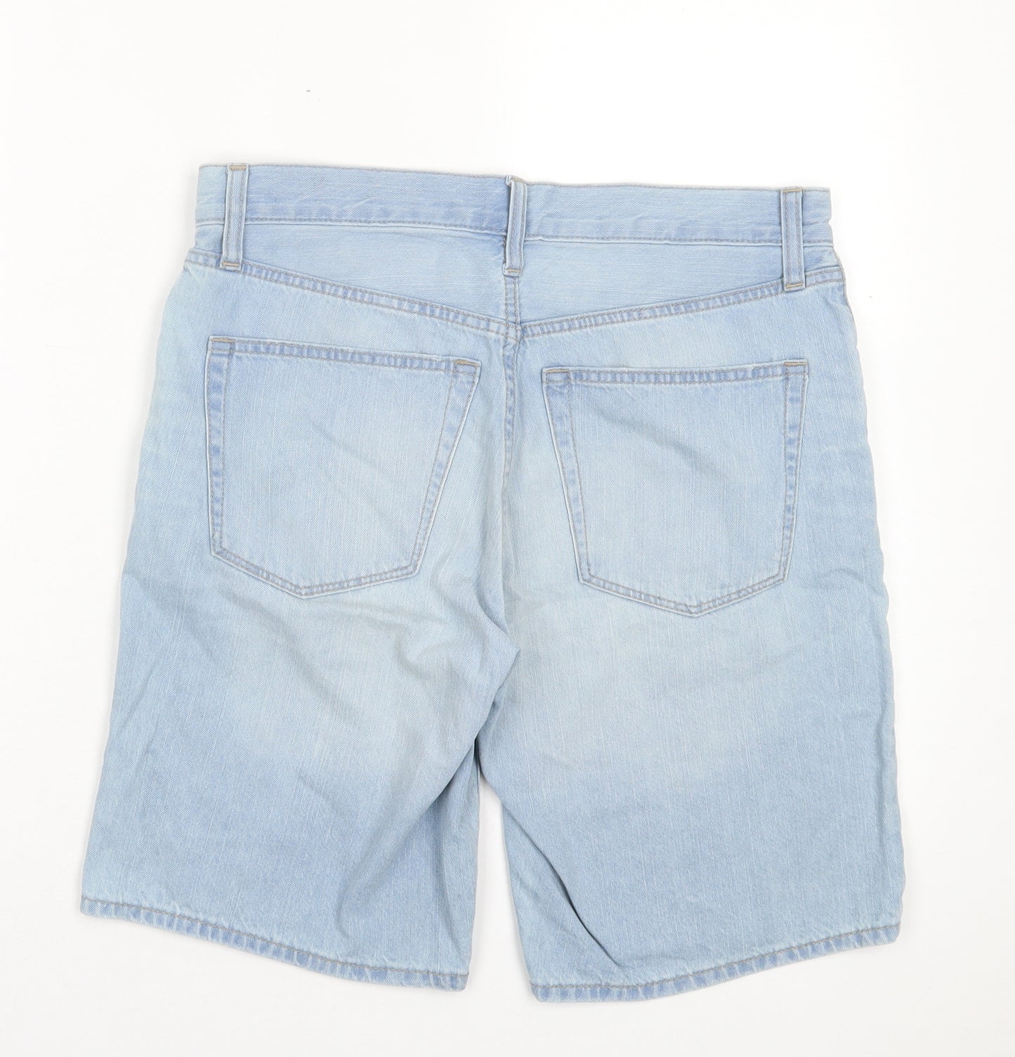 Uniqlo Mens Blue Cotton Bermuda Shorts Size 28 in L8 in Regular Button