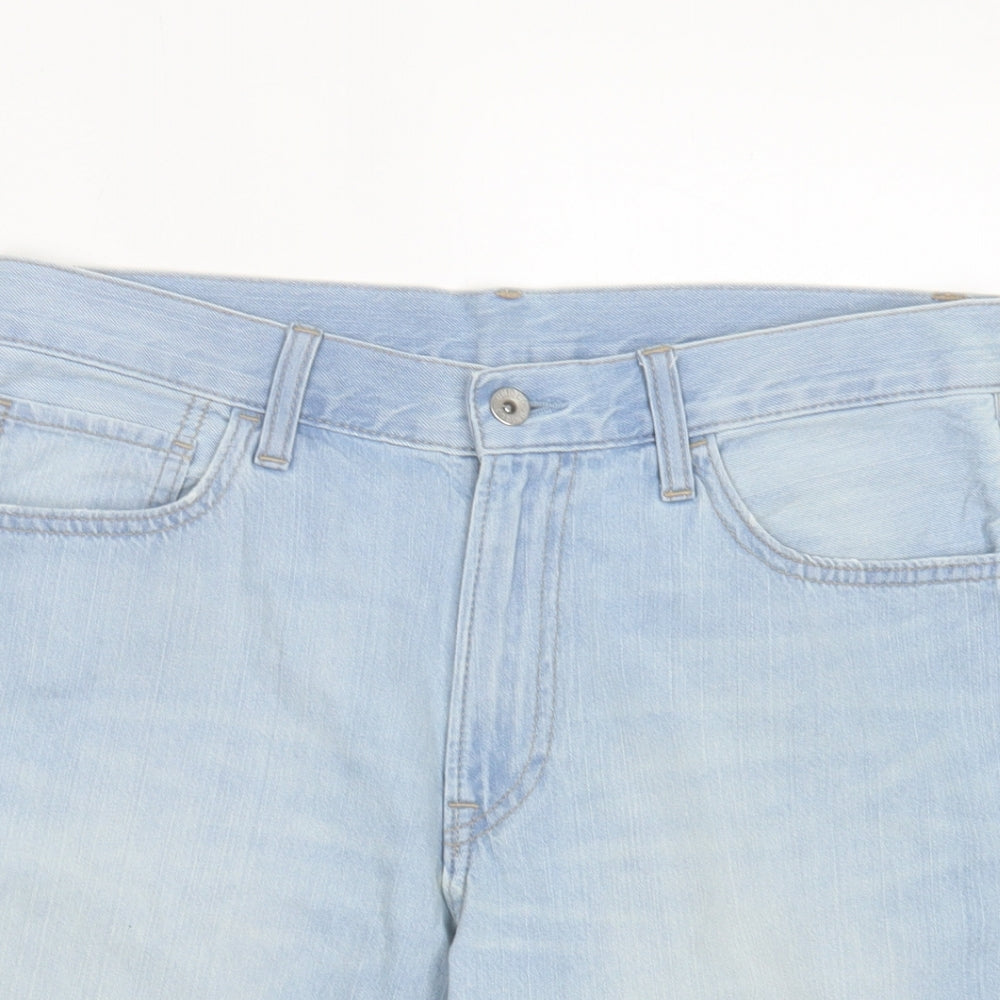 Uniqlo Mens Blue Cotton Bermuda Shorts Size 28 in L8 in Regular Button