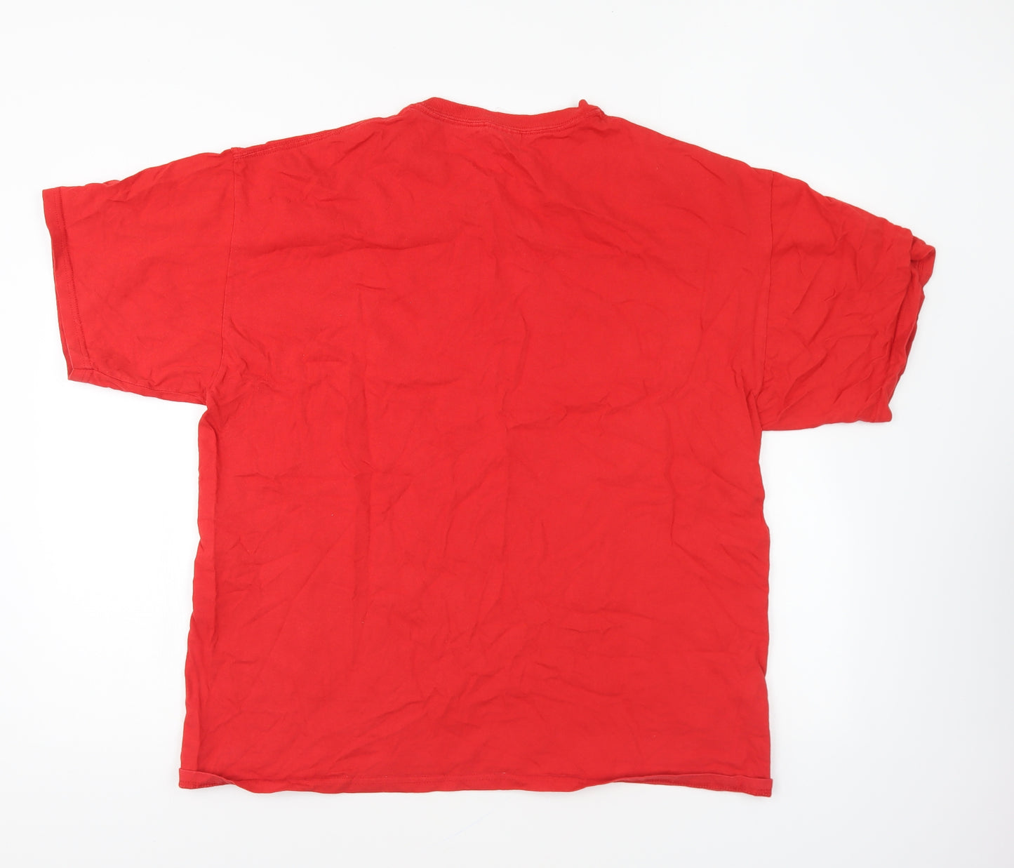 Gildan Mens Red Cotton T-Shirt Size XL Round Neck - Deighton Basketball