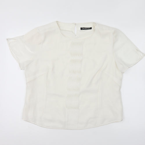 Jacques Vert Womens Ivory Polyester Basic Blouse Size 18 Round Neck