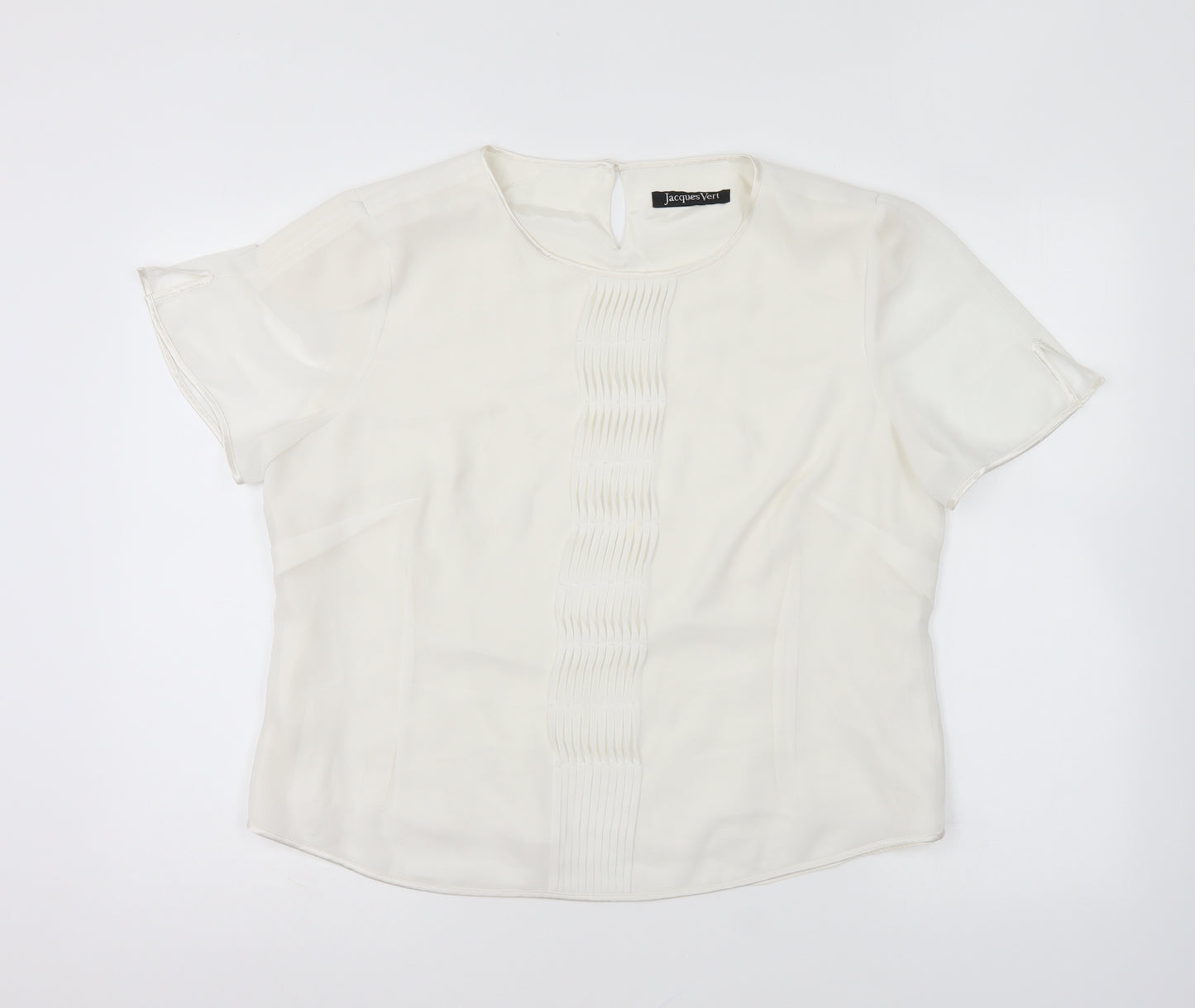 Jacques Vert Womens Ivory Polyester Basic Blouse Size 18 Round Neck