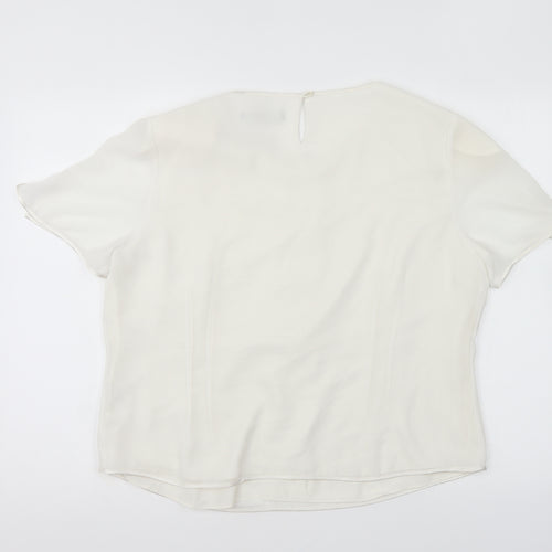 Jacques Vert Womens Ivory Polyester Basic Blouse Size 18 Round Neck