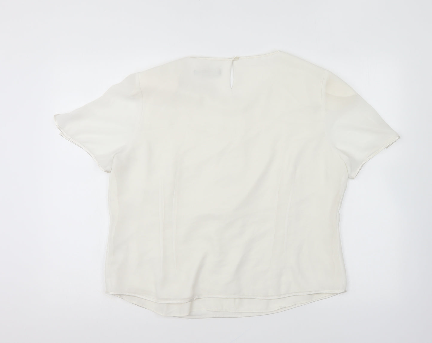 Jacques Vert Womens Ivory Polyester Basic Blouse Size 18 Round Neck