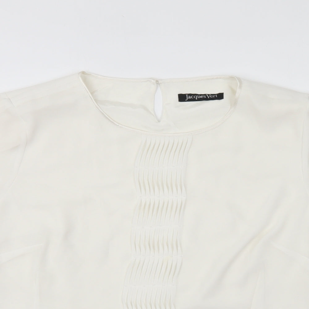 Jacques Vert Womens Ivory Polyester Basic Blouse Size 18 Round Neck