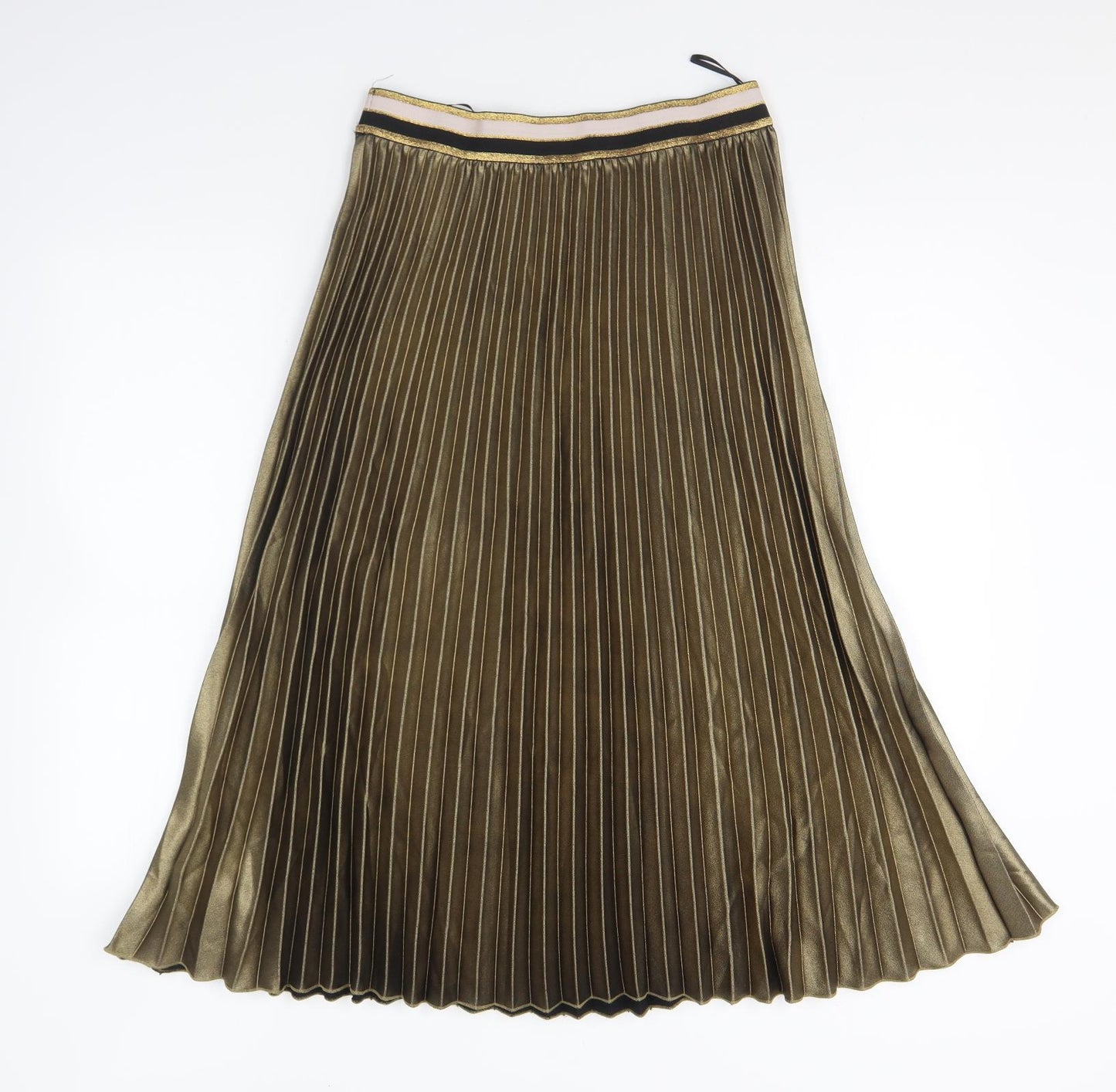 Marks and Spencer Womens Green Polyester Pleated Skirt Size 12