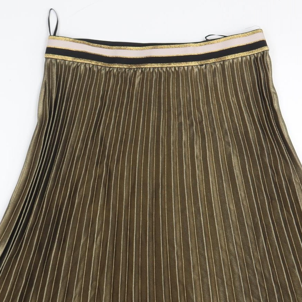 Marks and Spencer Womens Green Polyester Pleated Skirt Size 12