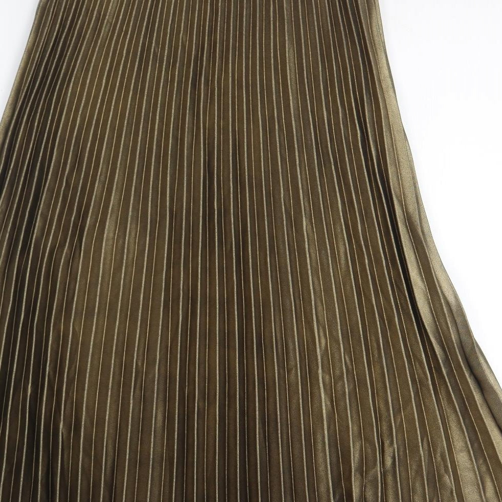 Marks and Spencer Womens Green Polyester Pleated Skirt Size 12