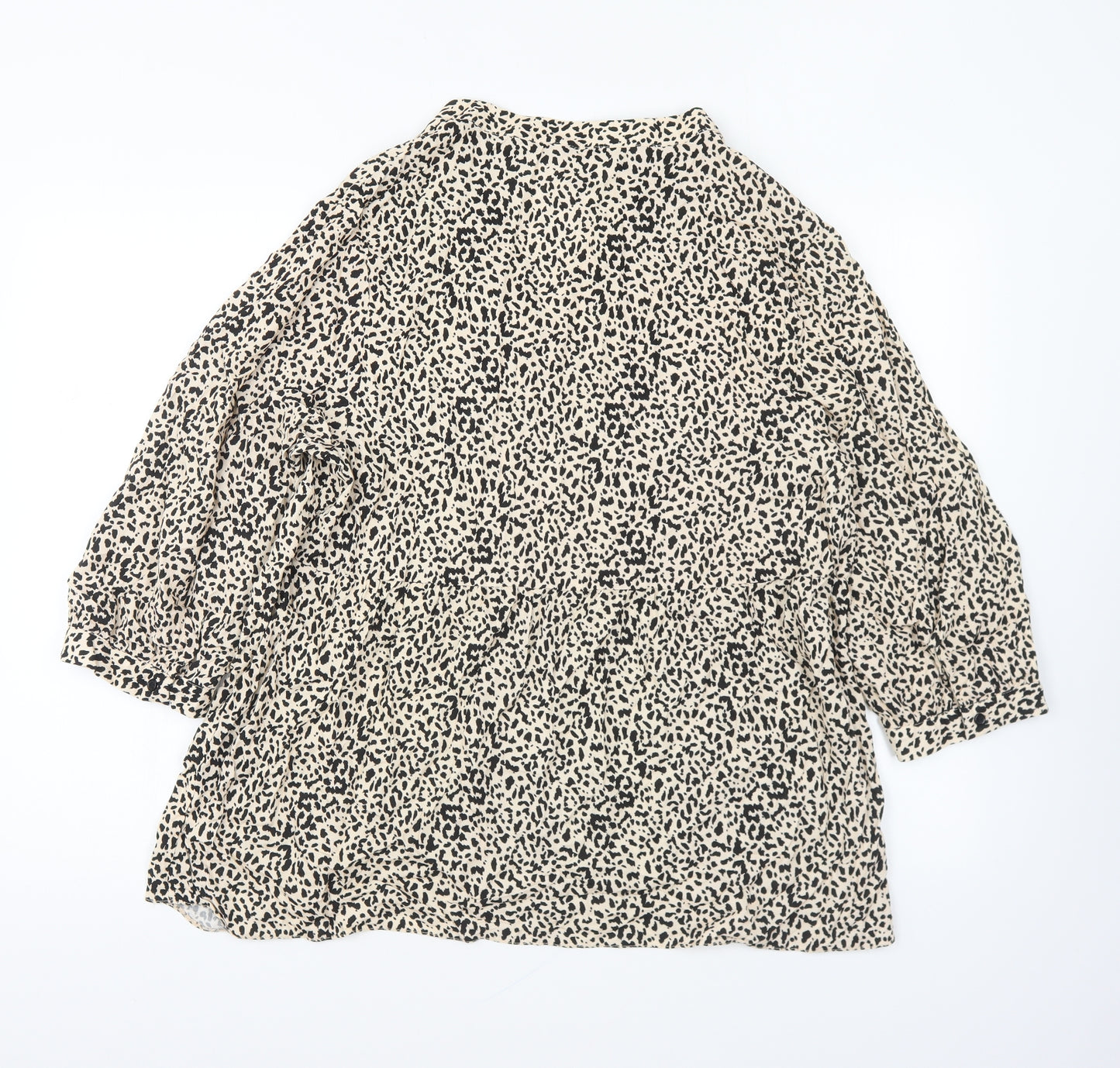 George Womens Brown Animal Print Viscose Basic Blouse Size 16 V-Neck