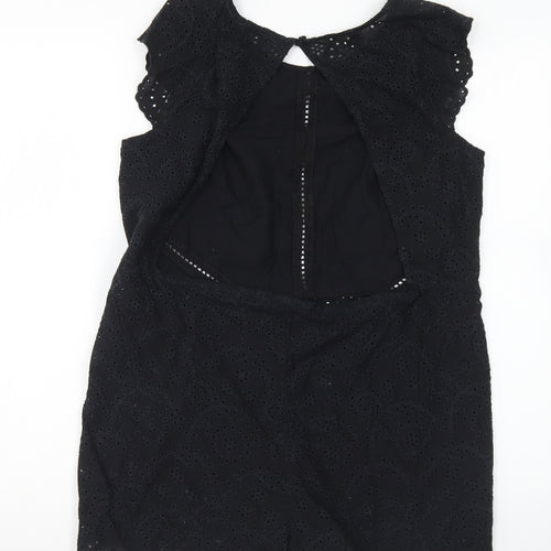 figleaves Womens Black Cotton Playsuit One-Piece Size 10 Button