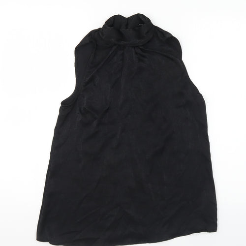 F&F Womens Black Polyester Basic Blouse Size 6 High Neck