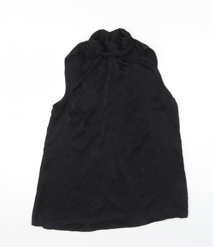 F&F Womens Black Polyester Basic Blouse Size 6 High Neck
