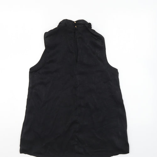 F&F Womens Black Polyester Basic Blouse Size 6 High Neck