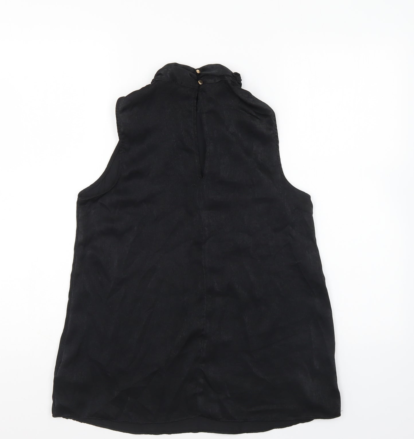 F&F Womens Black Polyester Basic Blouse Size 6 High Neck