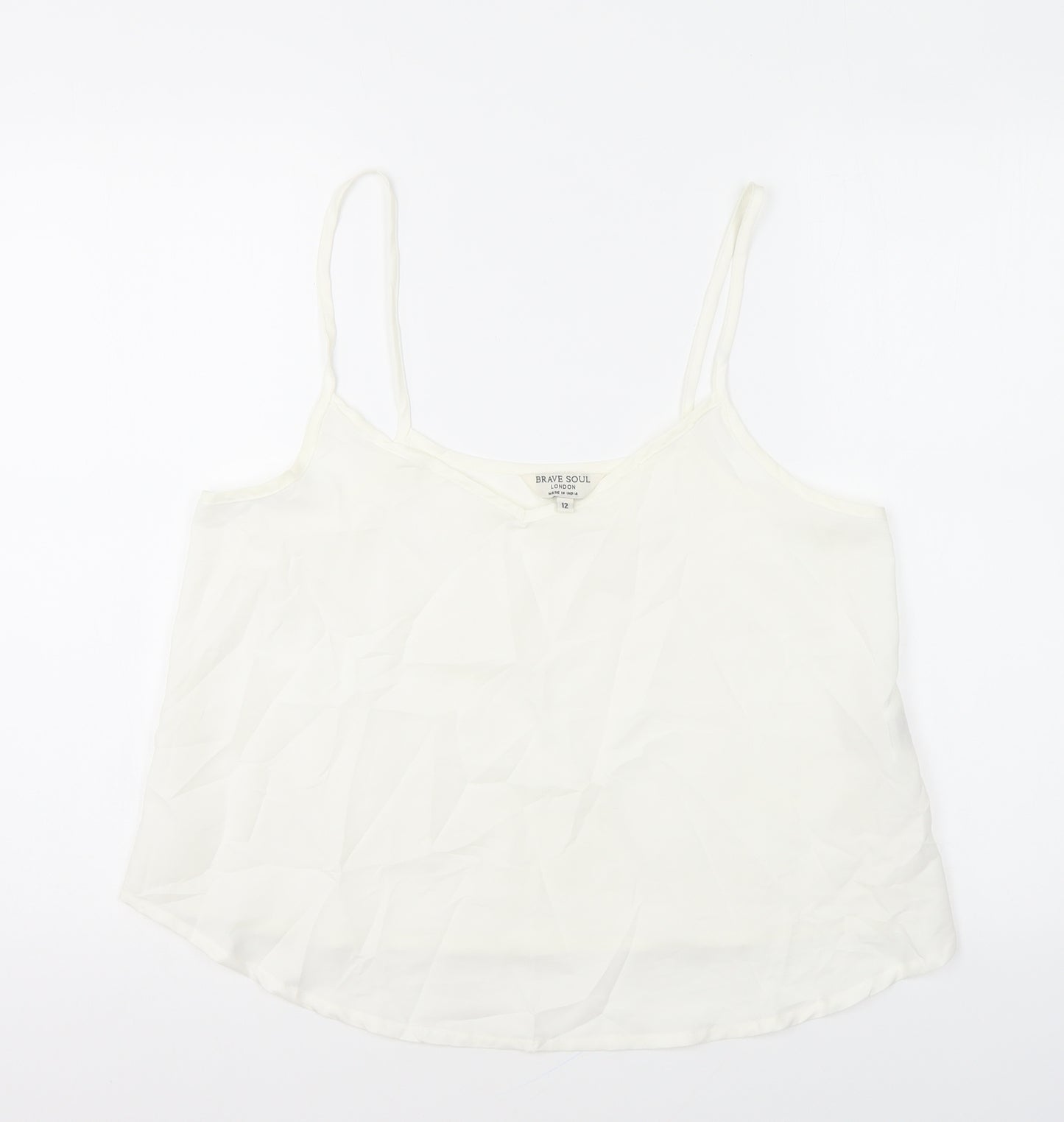 Brave Soul Womens Ivory Polyester Camisole Blouse Size 12 V-Neck
