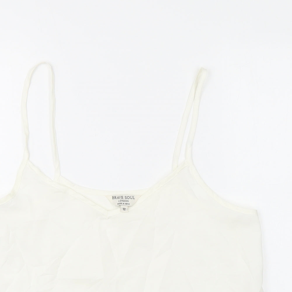 Brave Soul Womens Ivory Polyester Camisole Blouse Size 12 V-Neck