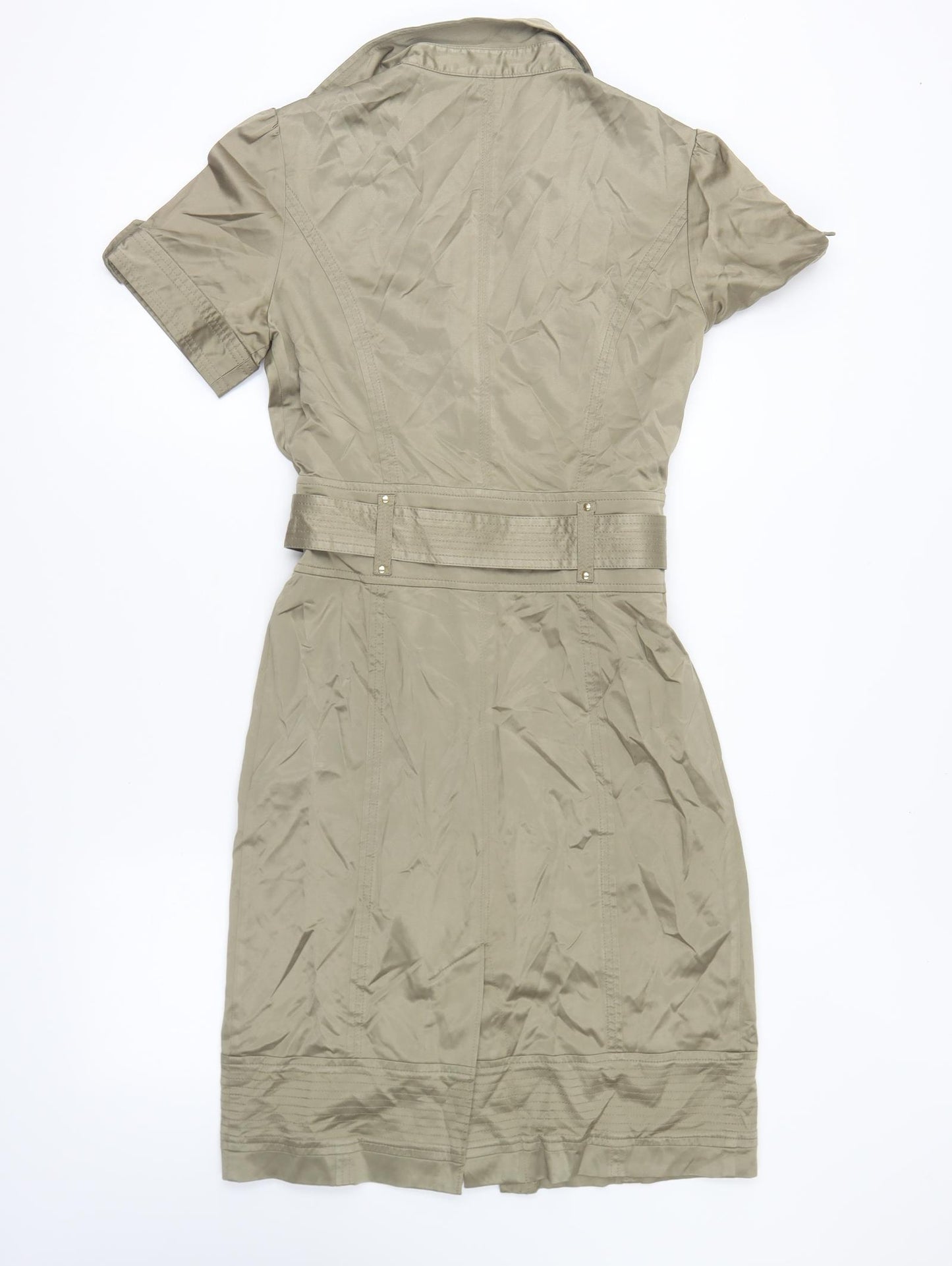 Julien Macdonald Womens Green Cotton Shirt Dress Size 12 Collared Button