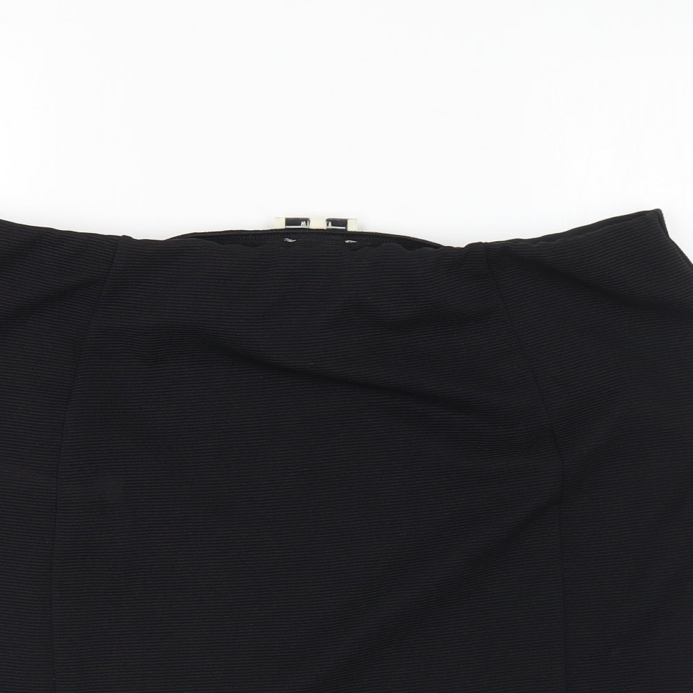 Papaya Womens Black Polyester Mini Skirt Size 18
